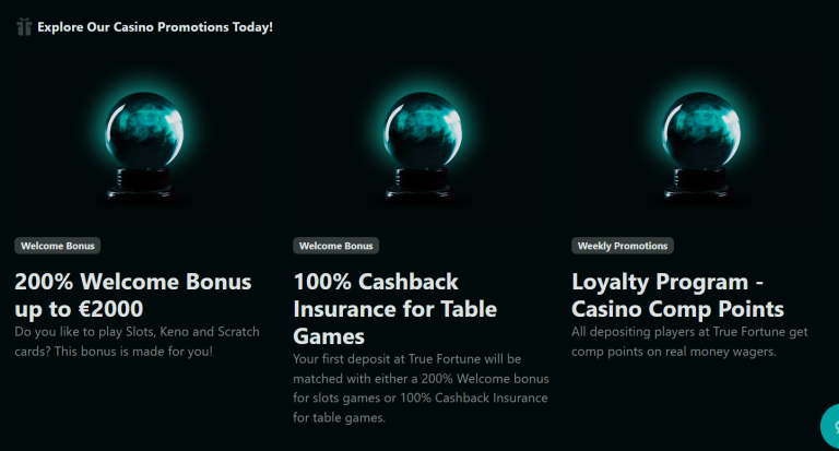 Bonuses & Promotions at True Fortune