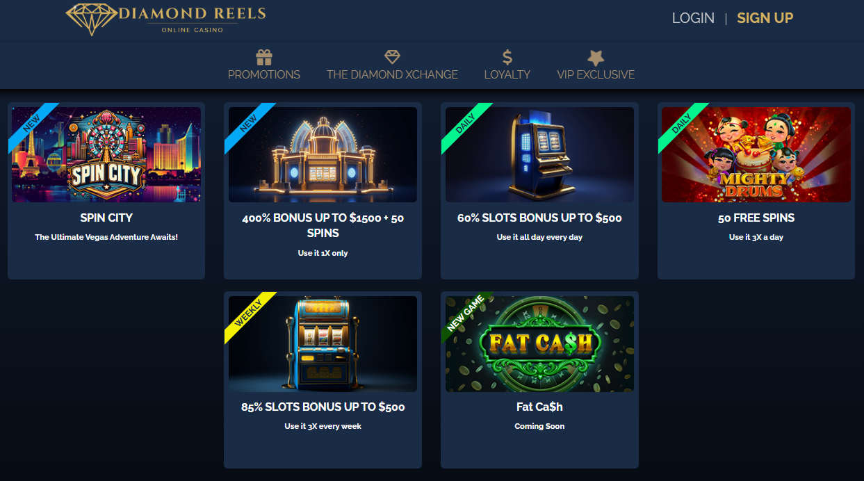 Bonuses & Promotions at Diamond Reels 2