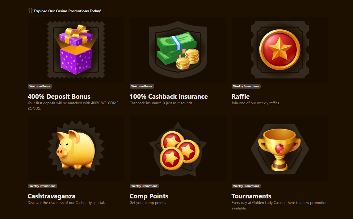 Bonuses & Promotions at Golden Lady