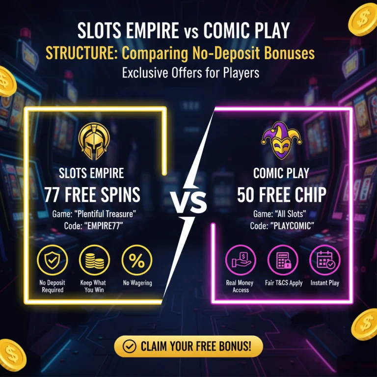 Slots Empire vs Comic Play Structure: Comparing No-Deposit Bonuses Зобр 2 - запис